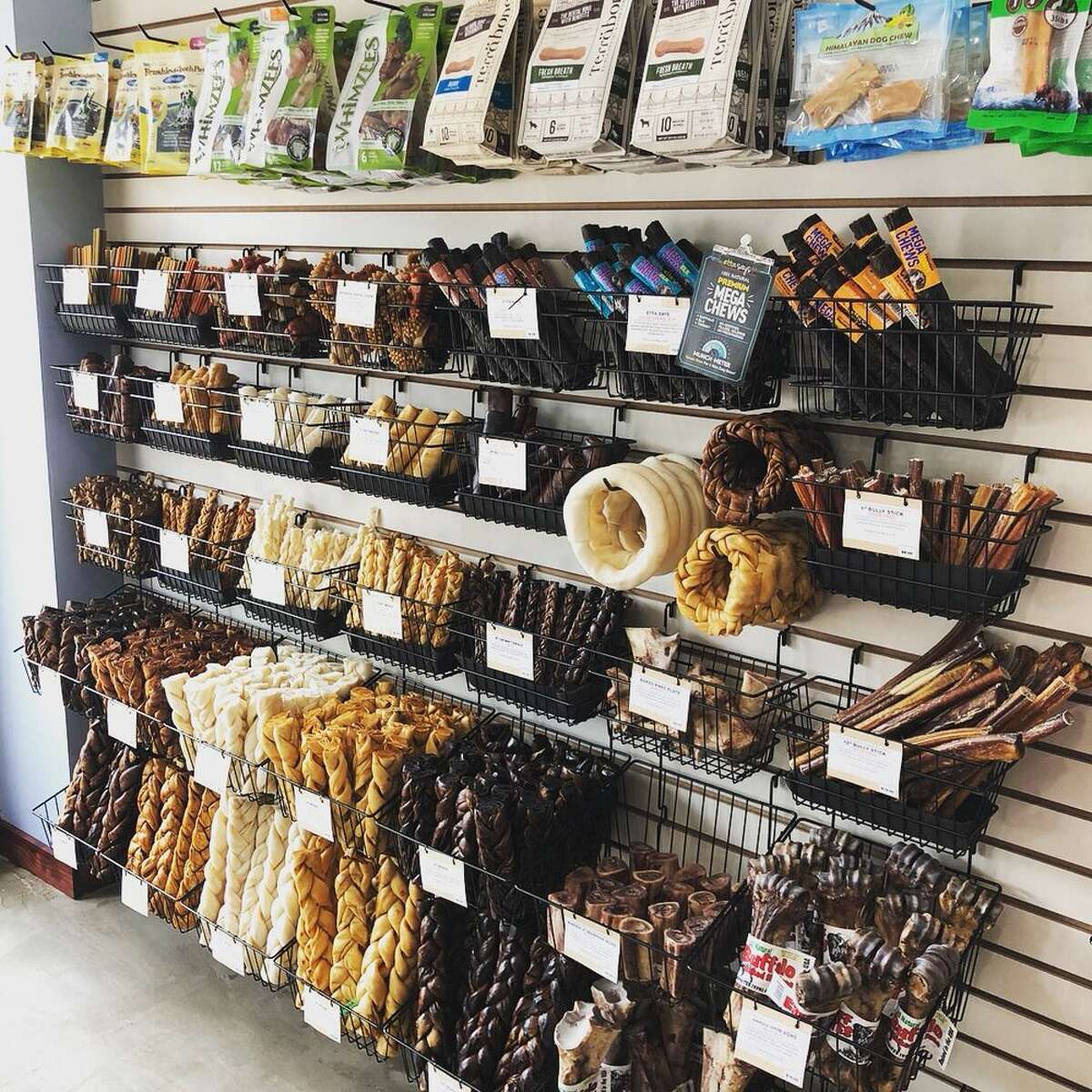 Three Dog Bakery2402 Rice Boulevard, HoustonThree Dog Bakery offers all natural baked treats including seasonal baked goods and birthday cakes. Pups can pick a treat from the chew wall or bone bar featured in the store. Courtesy Yelp/Three Dog Bakery 