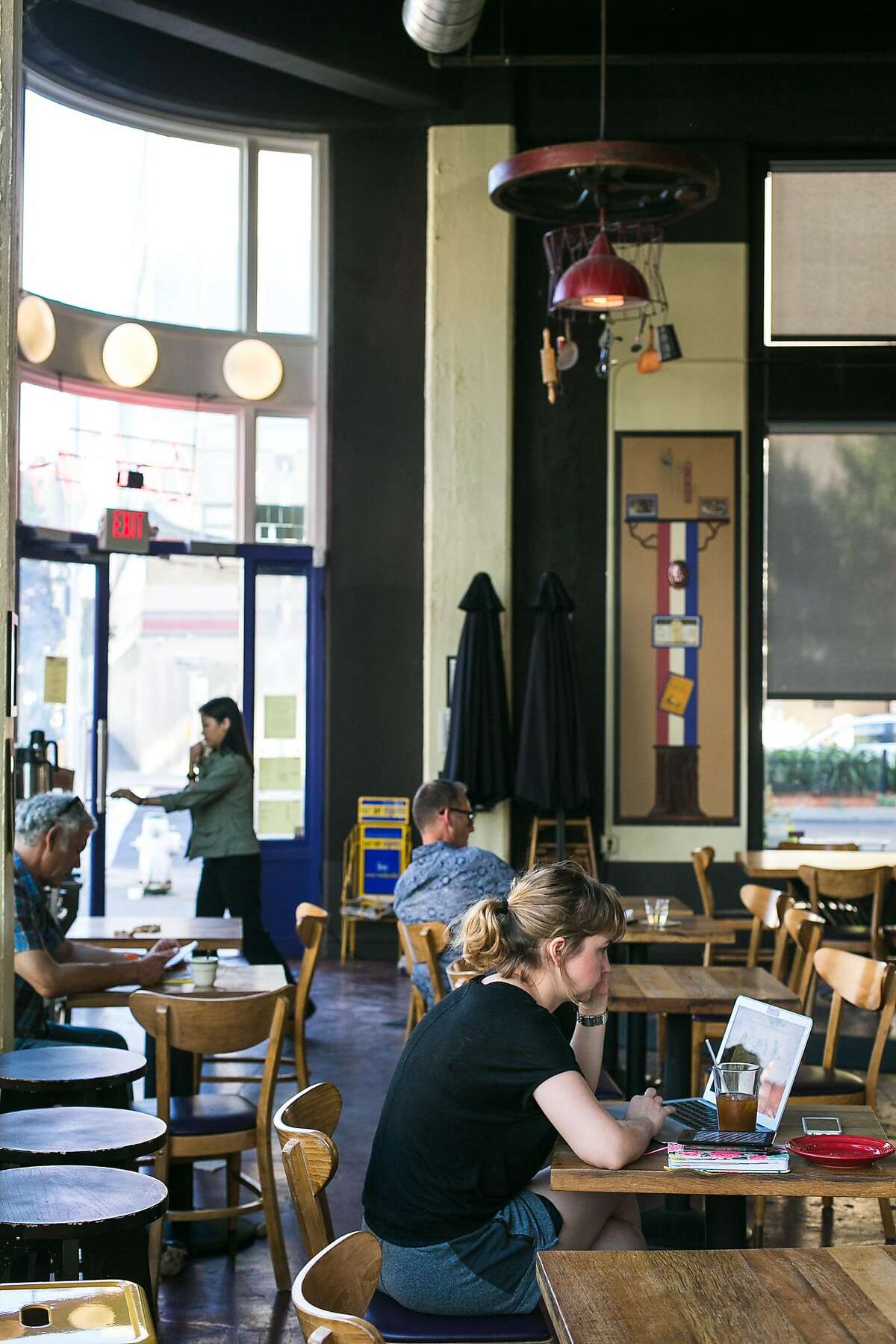 A quiet cafe, Sweet Bar Bakery, offers pastries, tea, coffee and more as part of the Hive's new food establishments in Oakland.