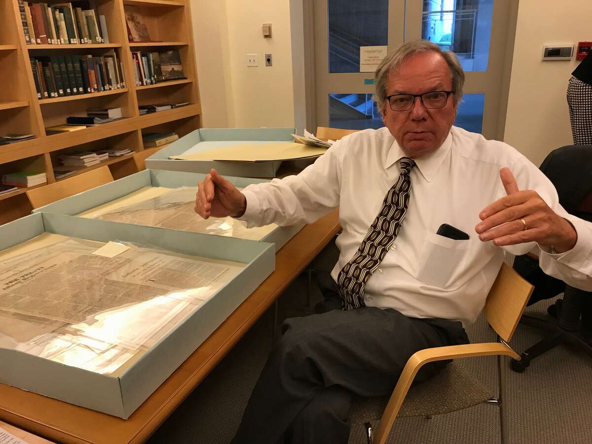 Political items collector Tom Keefe has spent months poring over the newly rediscovered political broadsides and documenting and cataloging their contents