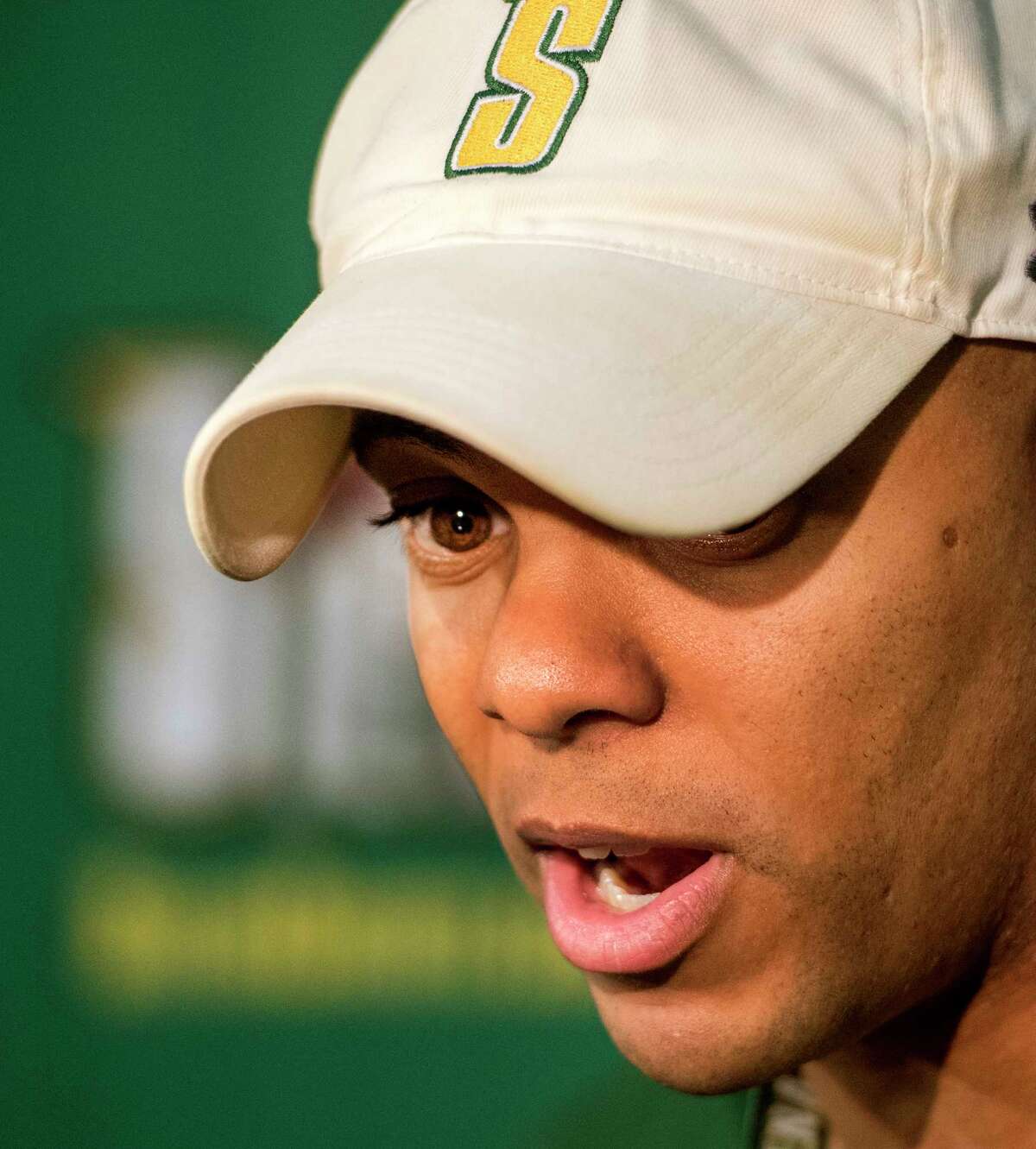 Head Coach Jamion Christian speaks to the media during open practice for the Siena College Men's Basketball Team at the Alumni Recreation Center on the Siena Campus Tuesday Oct. 2, 2018 in Loudonville, N.Y. (Skip Dickstein/Times Union)