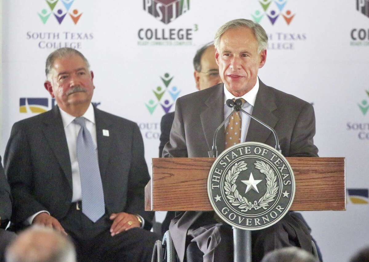 Texas Gov. Greg Abbott speaks during a dedication ceremony for the new South Texas College Regional Center for Public Safety Excellence building on Tuesday, Sept. 18, 2018, in Pharr in the Rio Grande Valley.