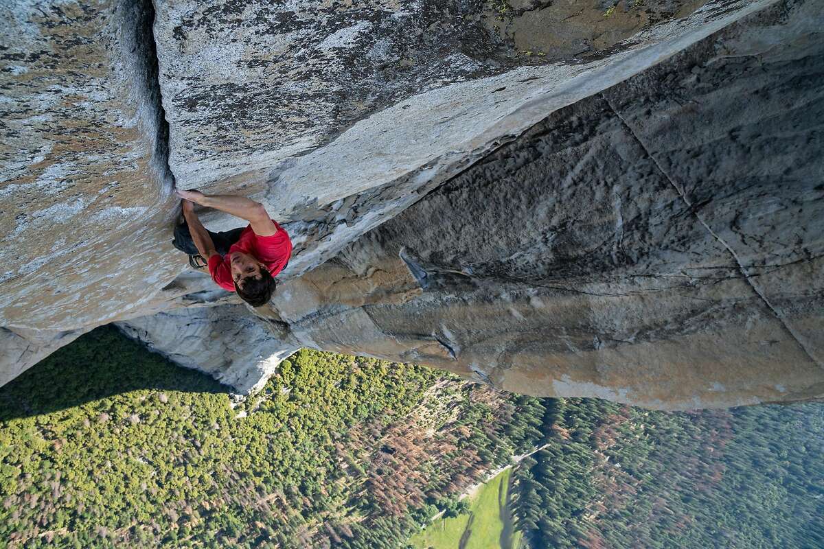 Climber Alex Honnold during his historic free solo climb of El Capitan in Yosemite Valley in 2017.