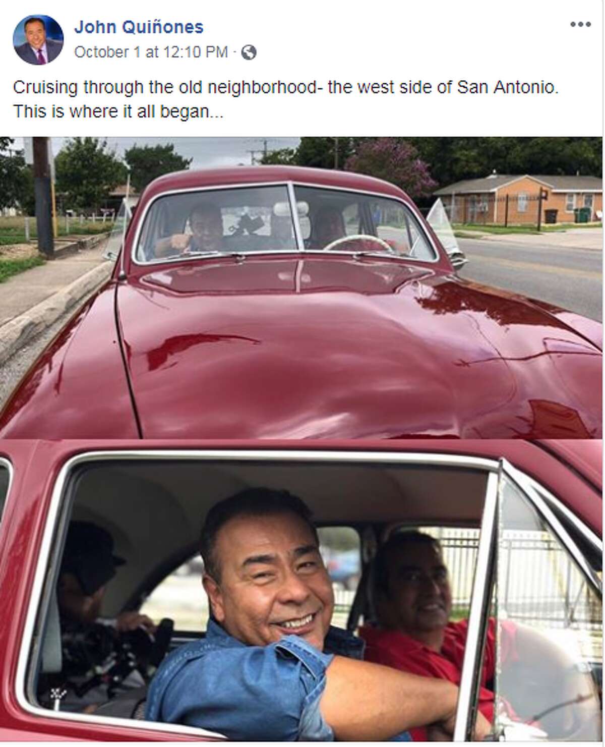 Facebook/John Quiñones: Cruising through the old neighborhood - the west side of San Antonio. This is where it all begin