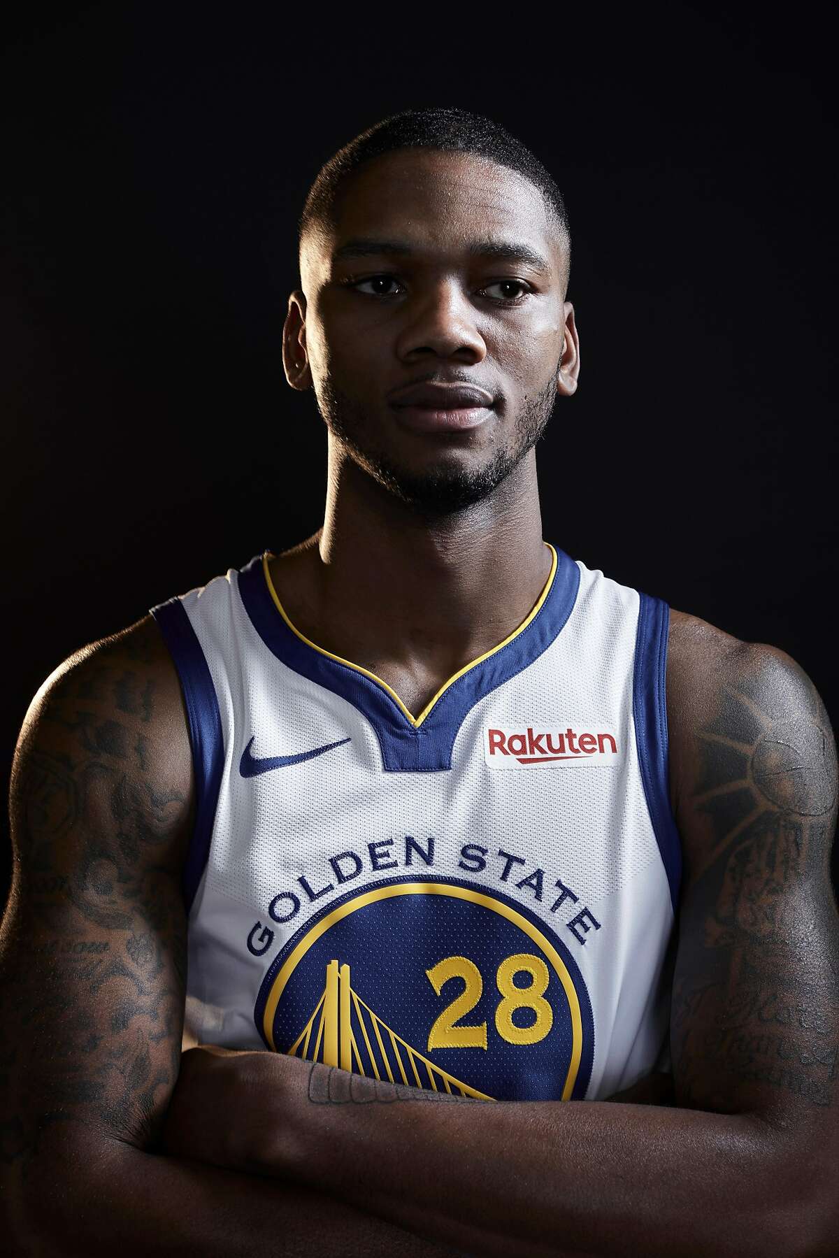 OAKLAND, CALIF - SEPT 24, 2018: Warriors Alfonzo McKinnie, during the Warrior's media day in the team's practice facility in Oakland. Photo by John Lee