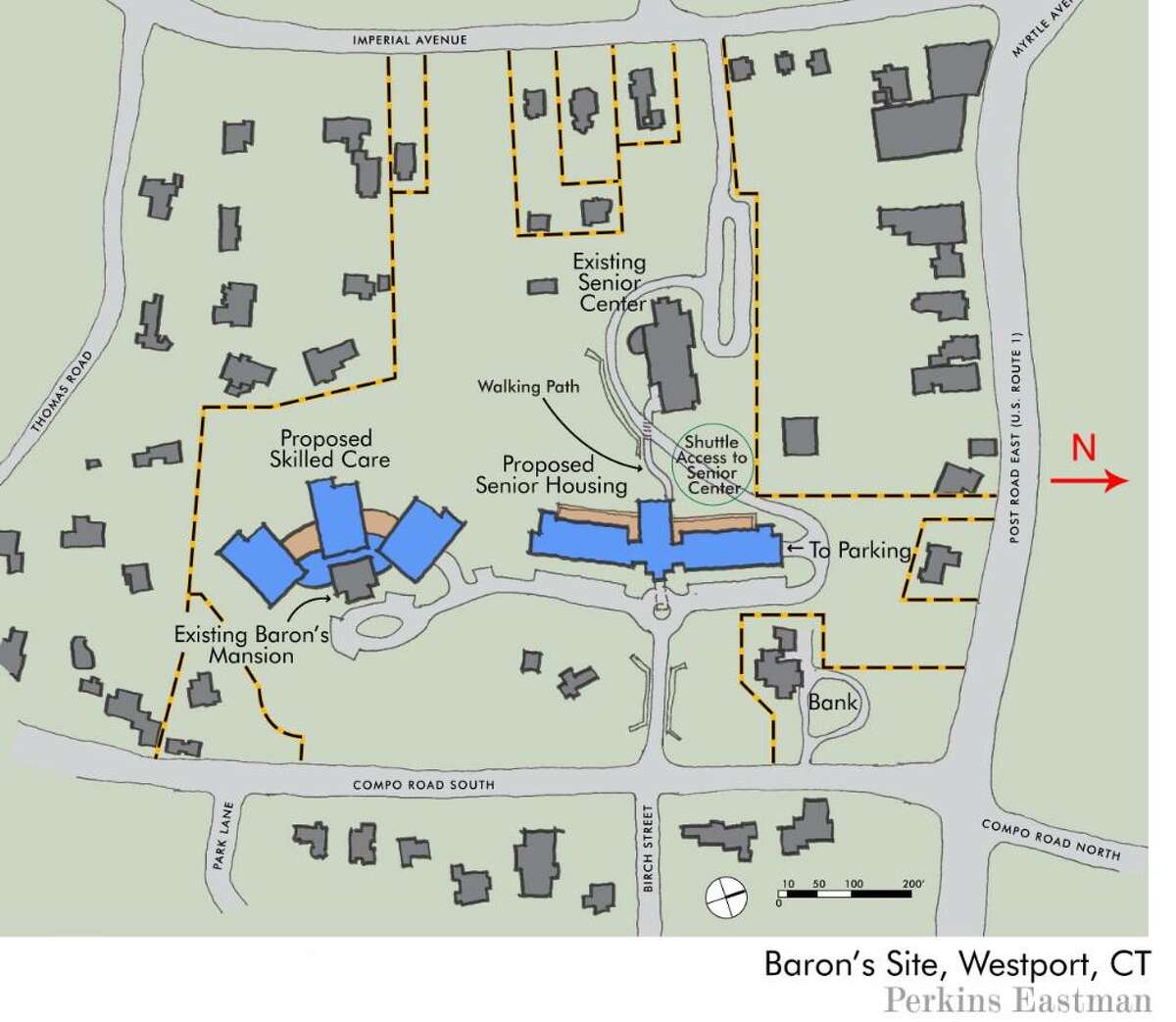 A conceptual plan for senior housing at Baron's South. The project is in its early stages.