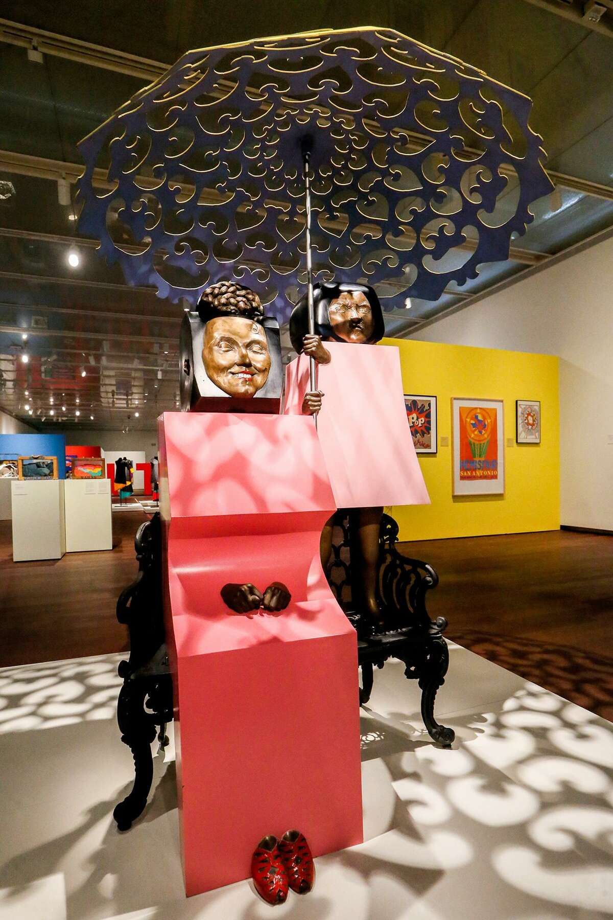 A steel and aluminum sculpture by Marisol Escobar (known as Marisol) titled “Mi mama y yo” (”My Mother and I”) is among the works in “Pop America, 1965-1975.”