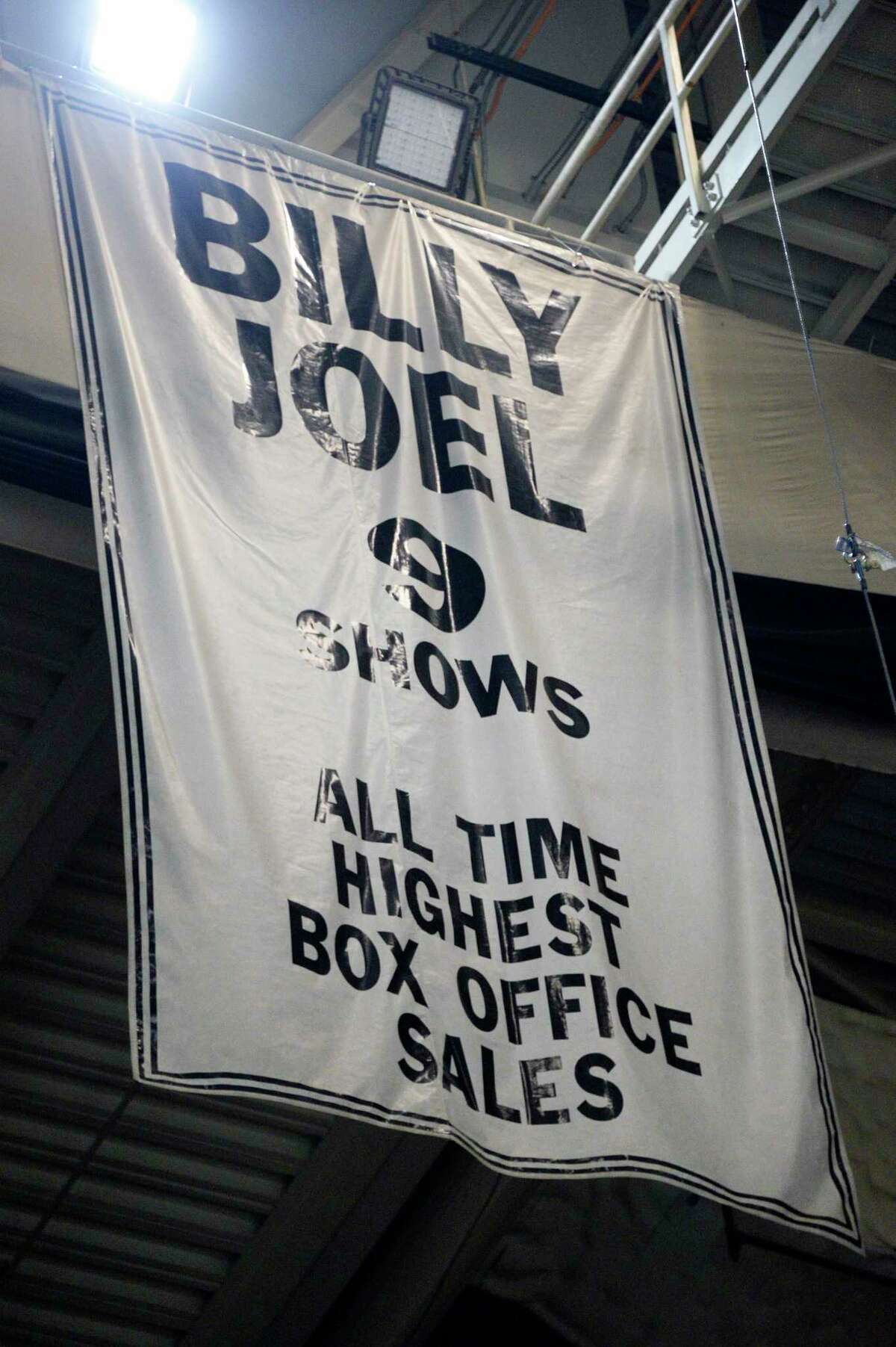 The Billy Joel banner inside of the Times Union Center on Tuesday, Oct. 2, 2018, in Albany, N.Y. In 2007, the Times Union purchased the arena's naming rights. (John Carl D'Annibale/Times Union)