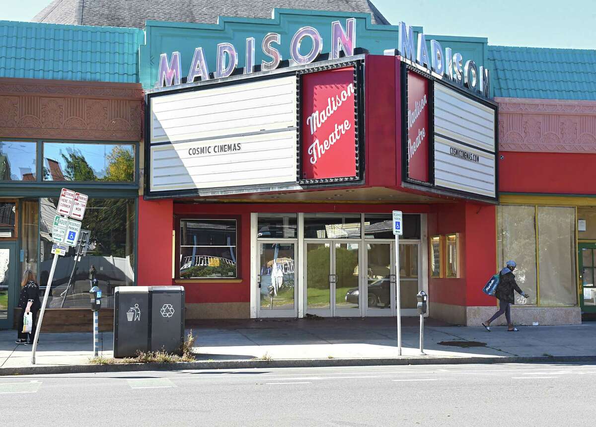 Exterior of the old Madison Theater on Friday, Oct. 5, 2018 in Albany, N.Y. The theater was slated to reopen July 4 as the Cosmic Cinema, but construction is nowhere near completion. (Lori Van Buren/Times Union)