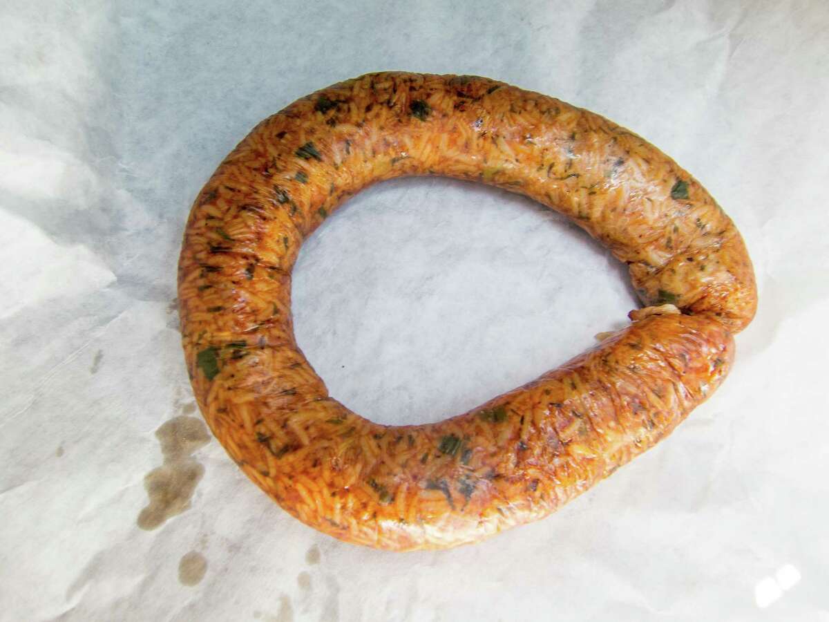 Spicy smoked boudin from Burt's Meat Market