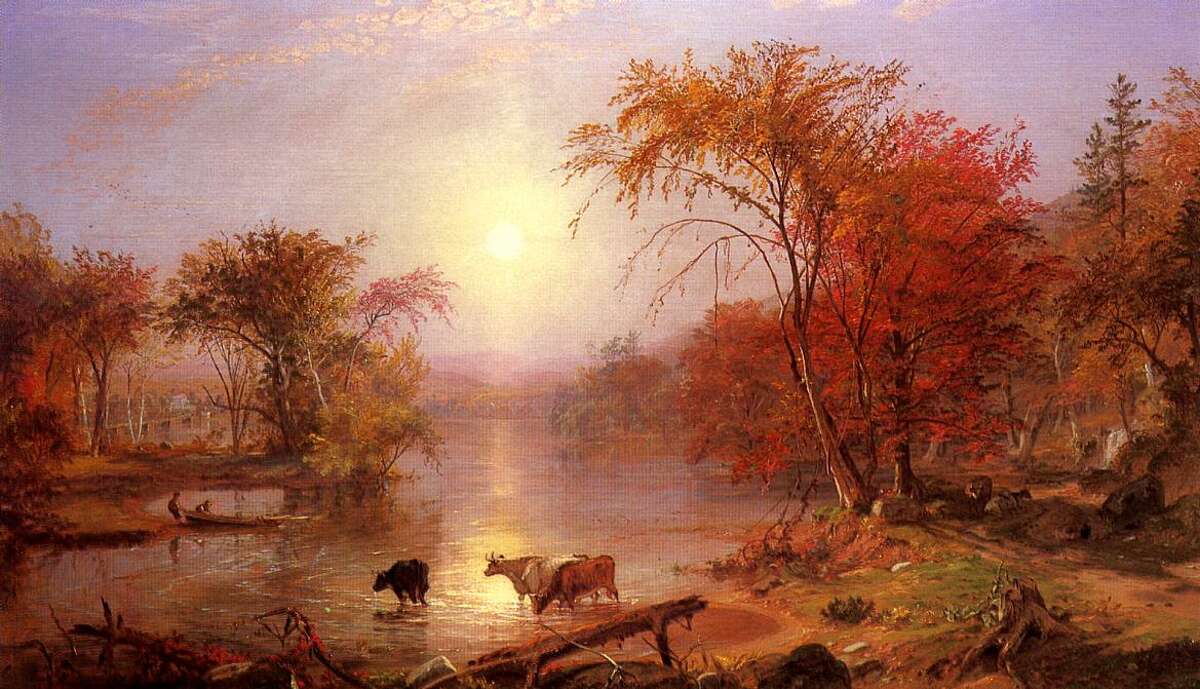 The painting “Indian Summer on the Hudson River,” by Albert Bierstadt. A number of theories exist about where the term Indian summer came from, some more innocuous than others. Bostonian Albert Matthews became a 19th century expert on the term and researched dozens of its earliest uses. But Matthews never discovered a definitive explanation for what it meant.