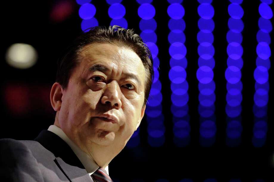 DOSSIER - In this archival photo of July 4, 2017, Interpol President, Meng Hongwei, delivers his opening address at the Interpol World Congress in Singapore. A French judicial officer announced on Friday, October 5, 2018 that the president of Interpol would be missing after his trip to China. (AP Photo / Wong Maye-E, File) Photo: Wong Maye-E / Copyright 2018 The Associated Press. All rights reserved.