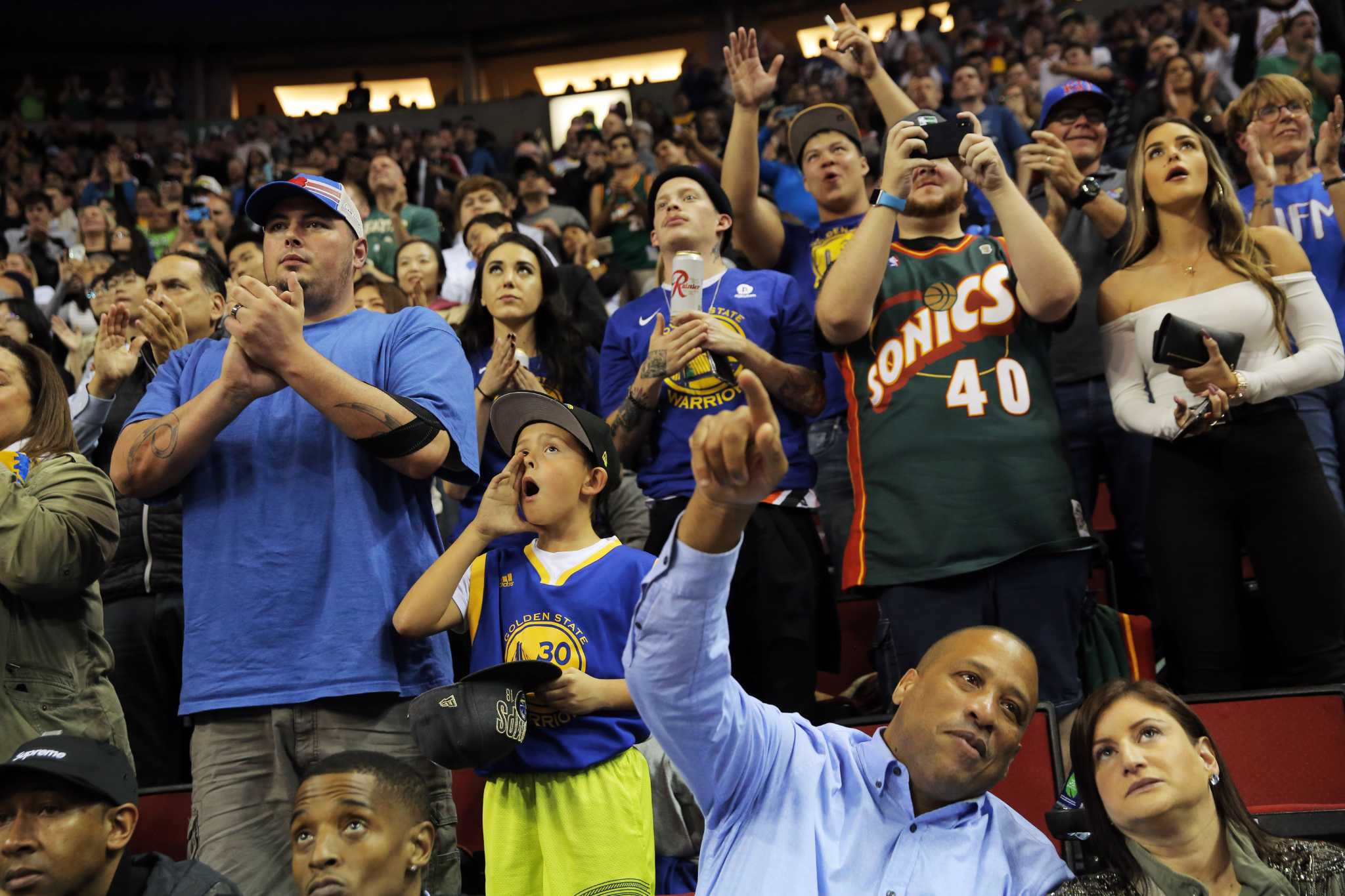 Kevin Durant Wears Sonics Shawn Kemp Jersey During Introductions