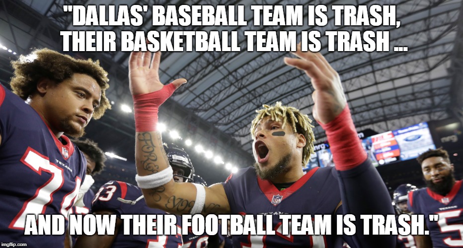 Memes celebrate the Texans' upset of the Chargers