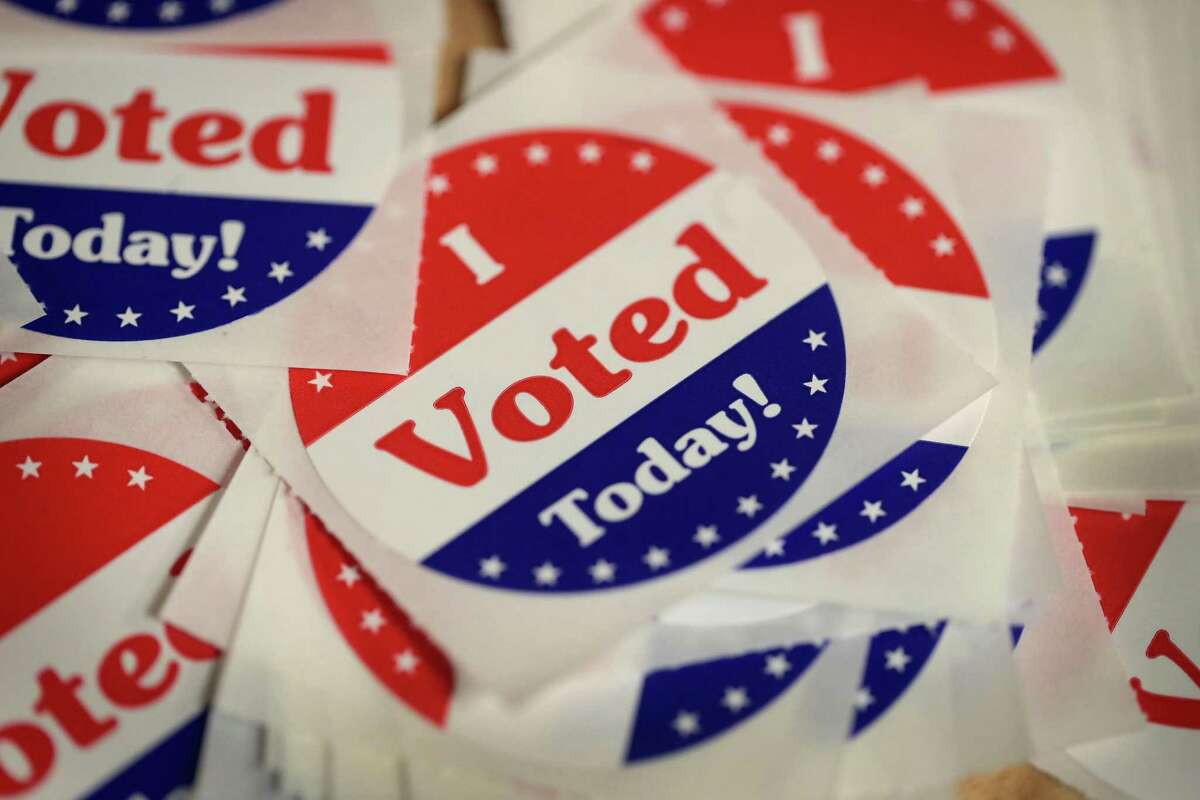 Stickers made available to voters who cast a ballot in the midterm elections in Des Moines, Iowa