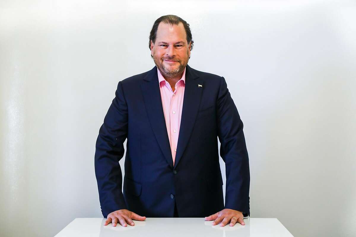 Salesforce CEO Marc Benioff stands for a portrait at the World Economic Forum Centre in San Francisco, California, on Thursday Sept. 13, 2018.