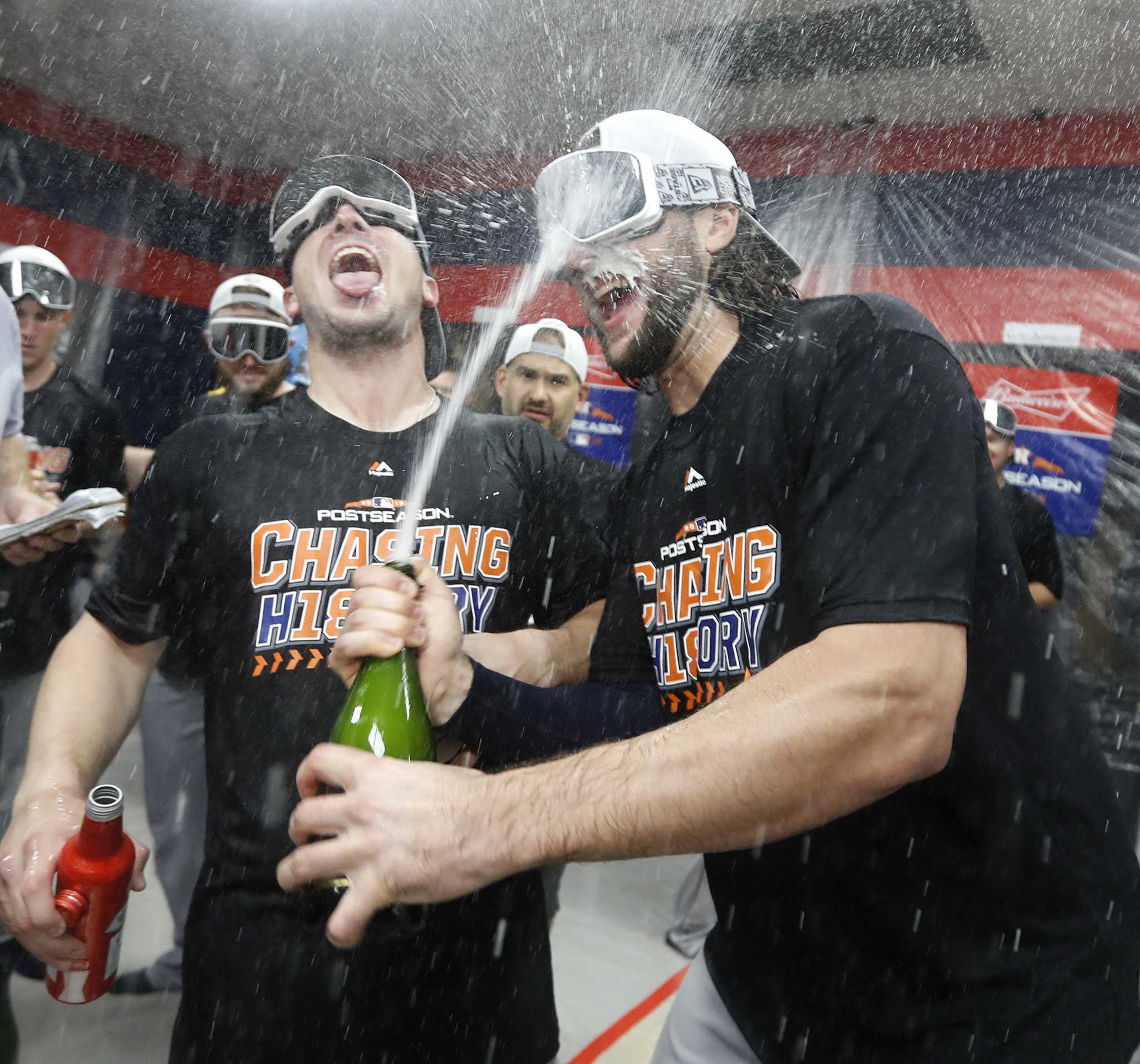 Inside the Astros' champagne celebration in the Minute Maid locker room