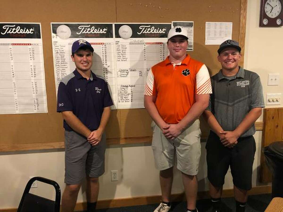 Colin Dobson (left), Chase Philer, and Braden McLaughlin all took their place with a score of 78 at the IHSA sectional Monday at Aledo. The trio will advance to state.