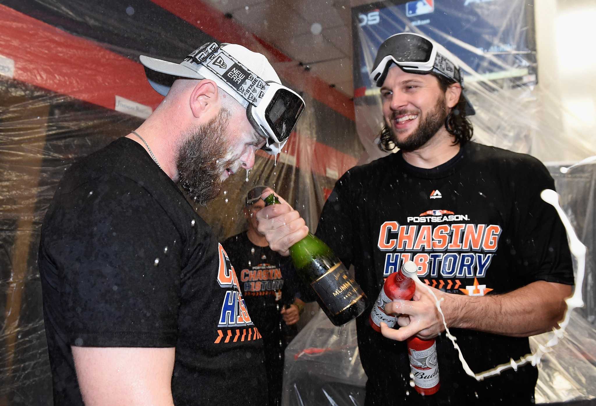 Photos of Astros' ALCS clubhous champagne celebration in New York