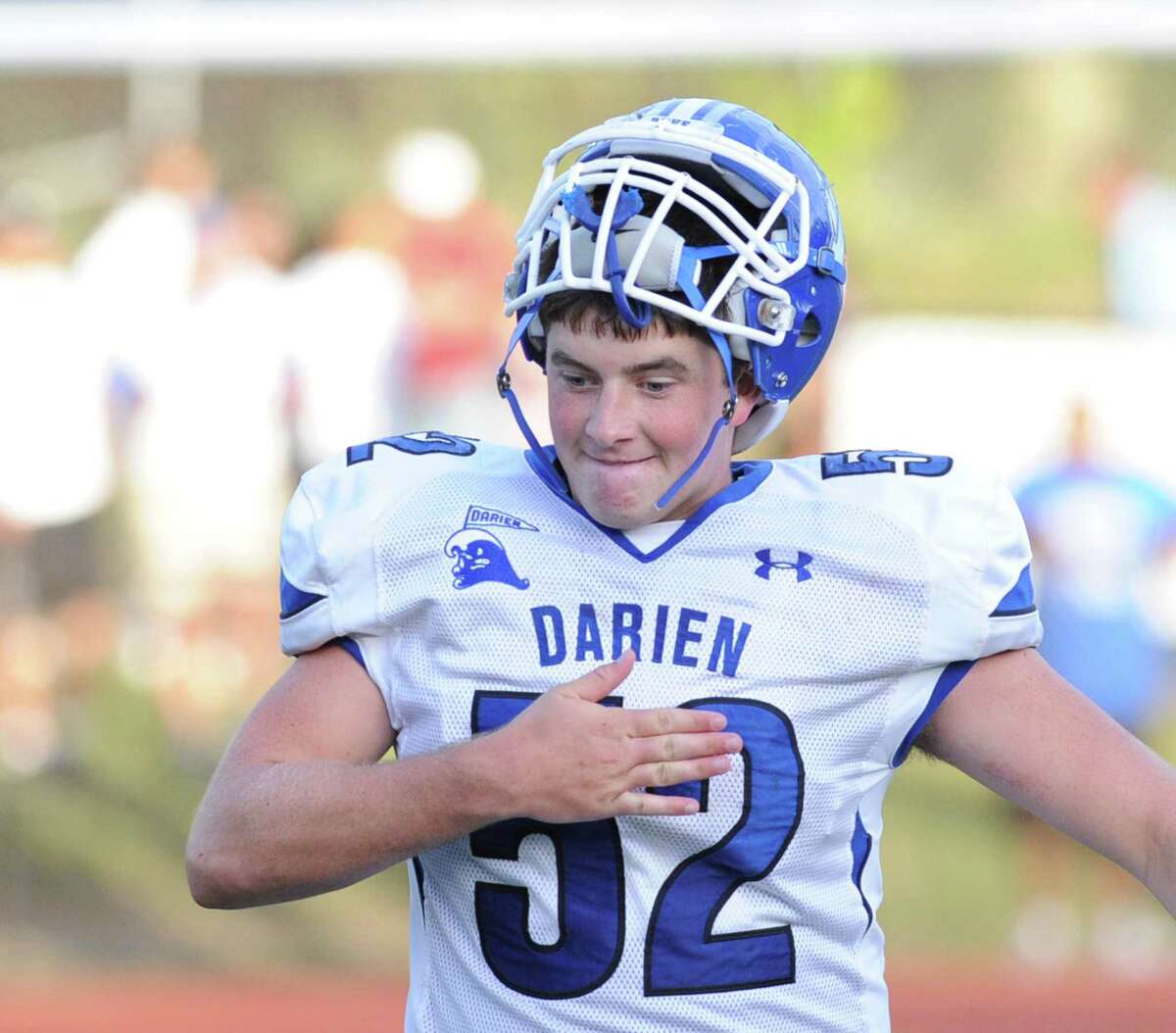 Darien’s Brian Keating during a game against Greenwich in September 2015.