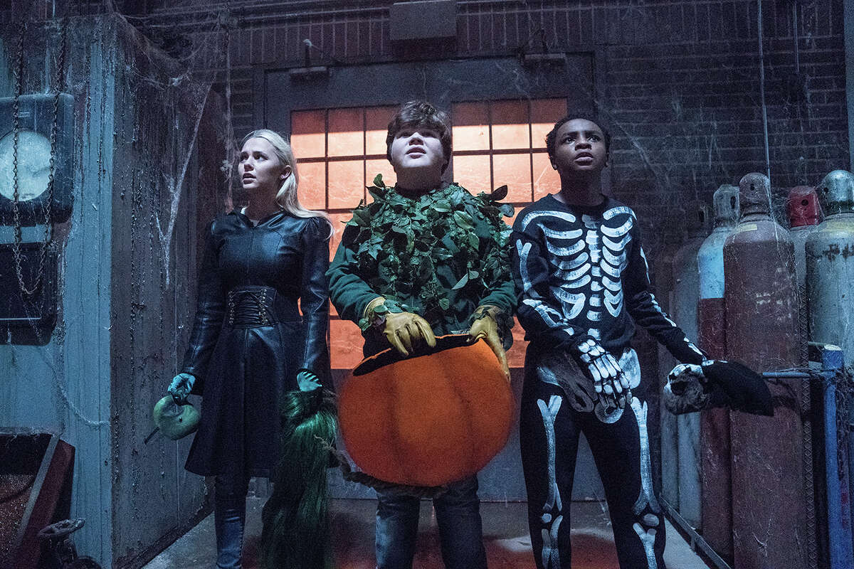Madison Iseman, Jeremy Ray Taylor, and Caleel Harris star in "Goosebumps 2: Haunted Halloween."