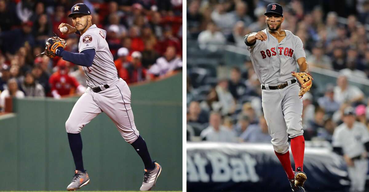 Astros shortstop Carlos Correa and Red Sox shortstop Xander Bogaerts.