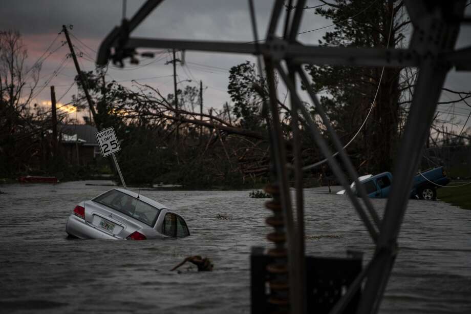 A car is seen caught in flood water after category 4 Hurricane Michael made land fall along the Florida panhandle, on Wednesday, Oct. 10, 2018 in Panama City, FL. Photo: The Washington Post/The Washington Post/Getty Images