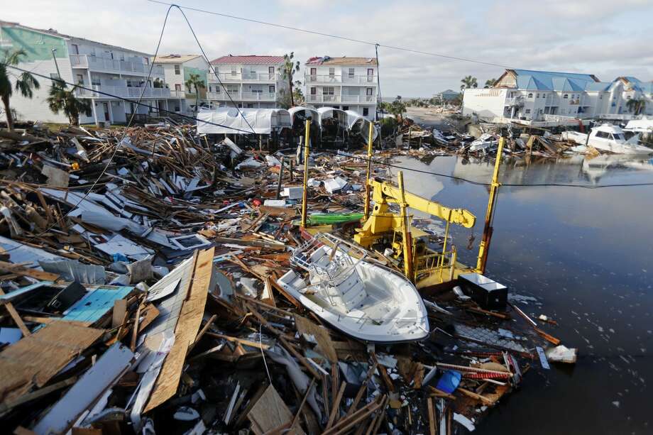 A boat sits amidst debris in the aftermath of Hurricane Michael in Mexico Beach, Fla., Thursday, Oct. 11, 2018. (AP Photo/Gerald Herbert) Photo: Gerald Herbert/AP