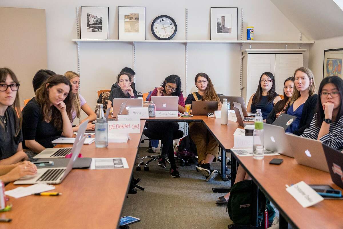 UC Berkeley law students attend a course titled "MeToo: Women and Work, Law and Policy co-taught by Professor Catherine Fisk and Saru Jayaraman at UC Berkeley in Berkeley, Calif. Wednesday, Oct. 10, 2018.