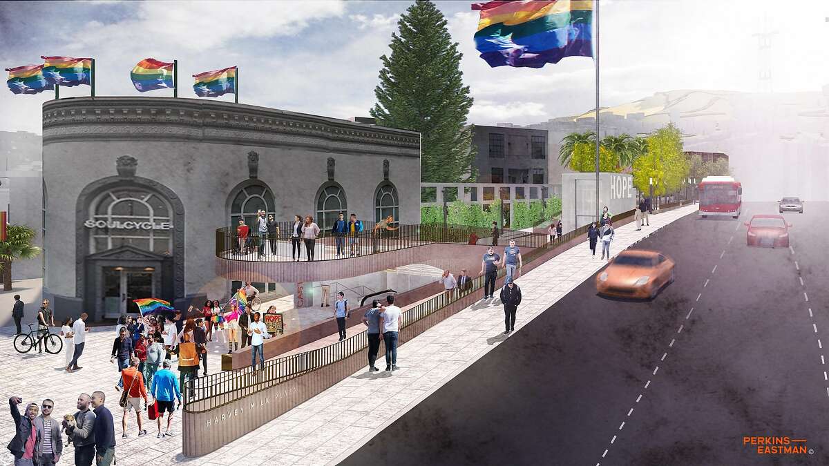This now-discarded conceptual design for Harvey Milk Plaza, named for the slain activist, was unveiled in 2018.