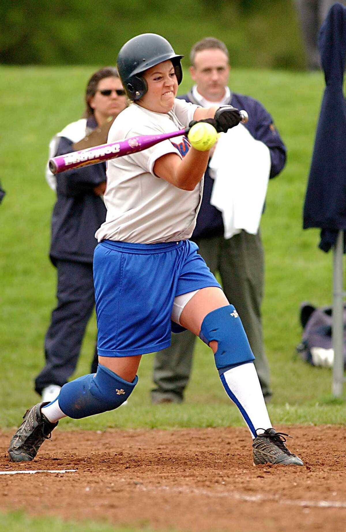 Danbury's Tracy Guerrera gets a hit against Immaculate