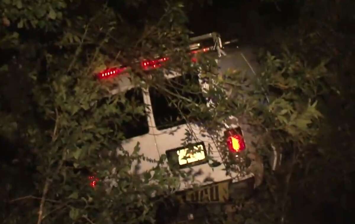 A man driving a white van southbound in the northbound lanes of the Eastex feeder road swerved to avoid another car about 11 p.m. Saturday and crashed into trees near Rankin. Houston police say the driver got out and ran across the freeway for unknown reasons, and was struck and killed by a car in the main northbound lanes. That driver never stopped.
