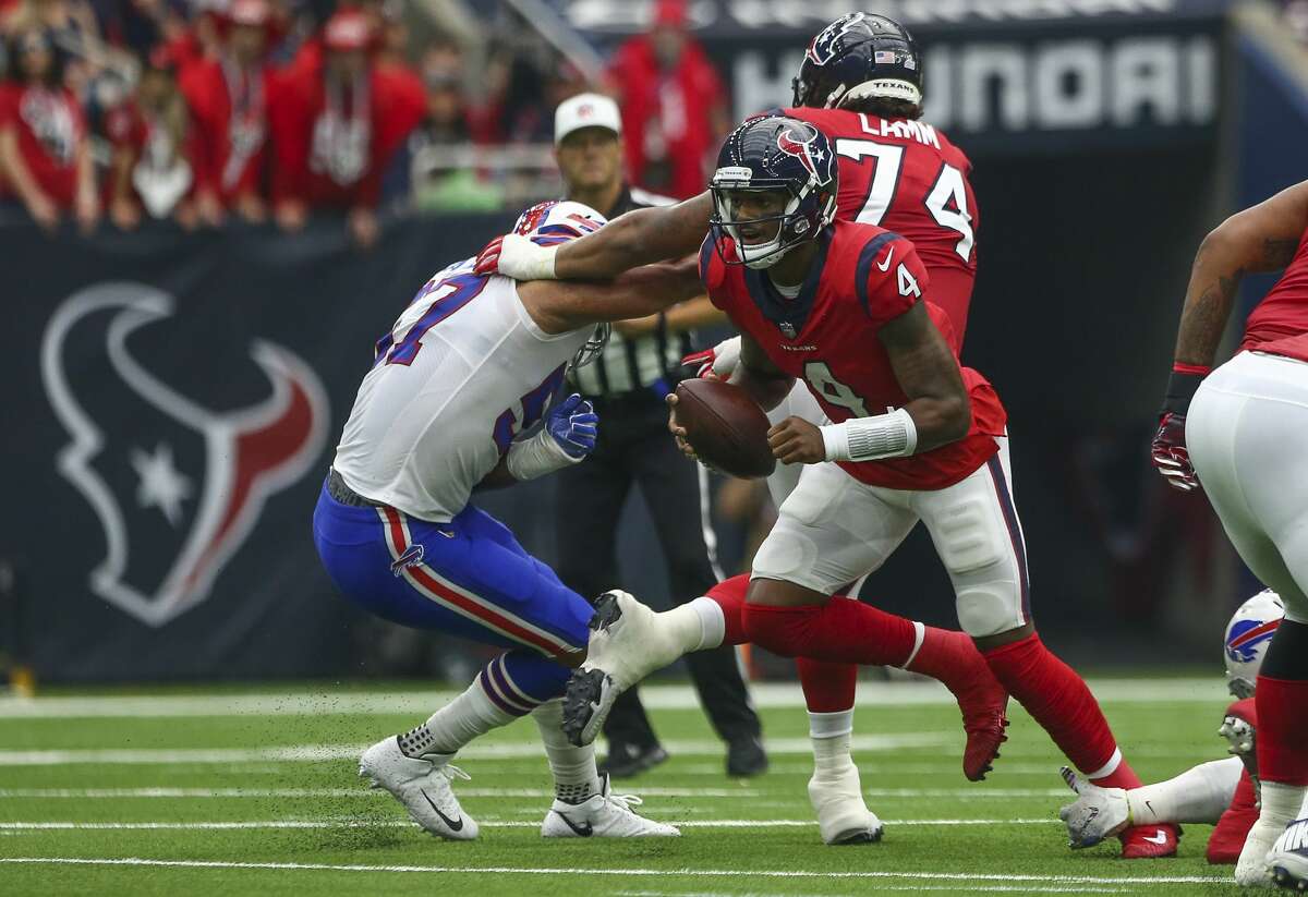 PHOTOS: A look at last year's Texans' win over the Bills Houston Texans quarterback Deshaun Watson (4) escapes the pocket during the first quarter of an NFL game against the Buffalo Bills at NRG Stadium Sunday, Oct. 14, 2018, in Houston. The Texans won 20-13.