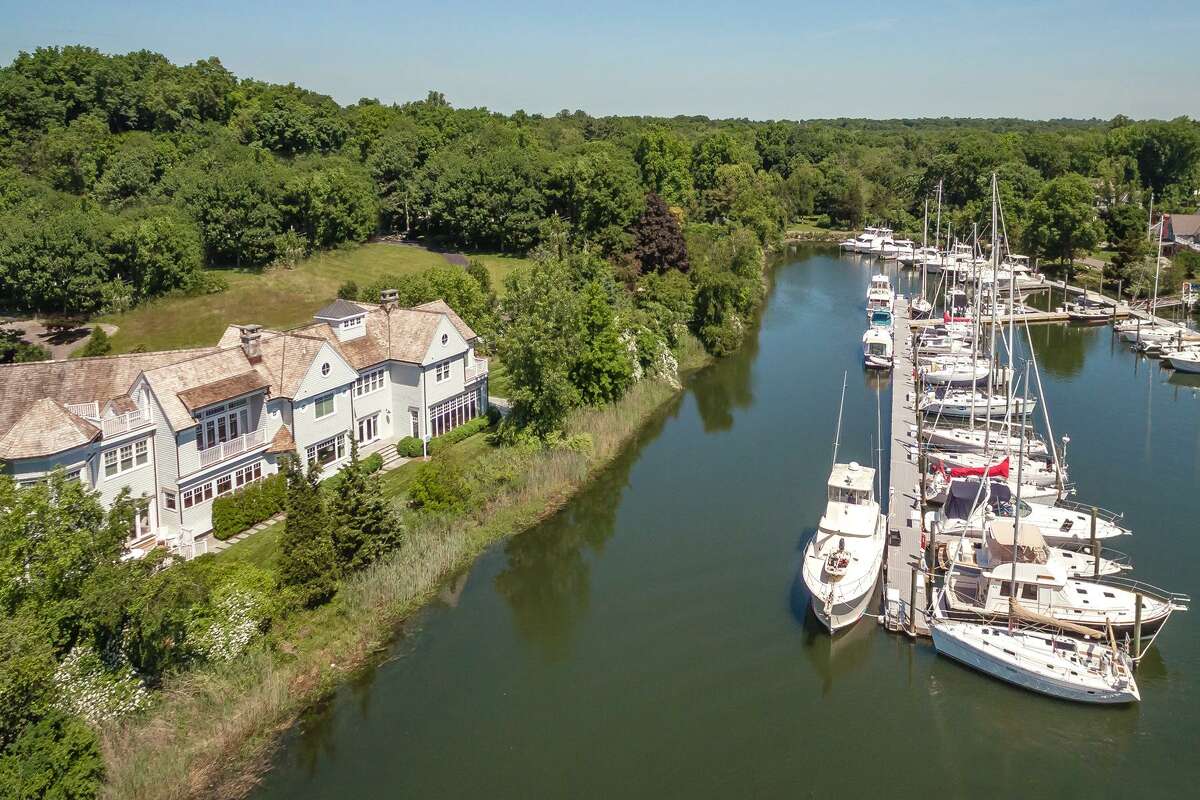 Views of Saugatuck Harbor and the Sound provide backdrop for gated Westport estate