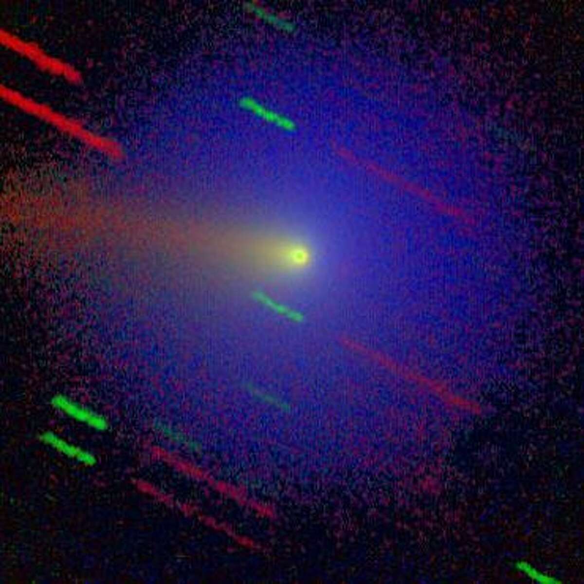 Comet Wirtanen shows up in this three-color image from an earlier pass by the sun in 2012.