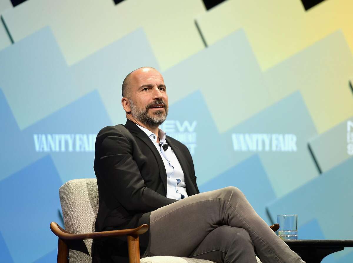 BEVERLY HILLS, CA - OCTOBER 09: C.E.O of Uber, Dara Khosrowshahi speaks onstage at Day 1 of the Vanity Fair New Establishment Summit 2018 at The Wallis Annenberg Center for the Performing Arts on October 9, 2018 in Beverly Hills, California. (Photo by Matt Winkelmeyer/Getty Images)