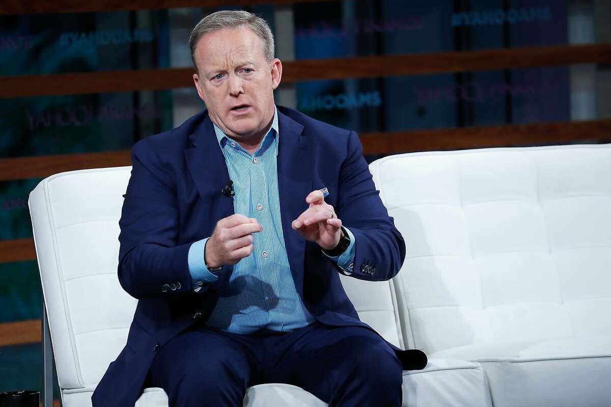 Former White House Press Secretary Sean Spicer speaks during the 2018 Yahoo Finance All Markets Summit at The Times Center on September 20, 2018 in New York City. 