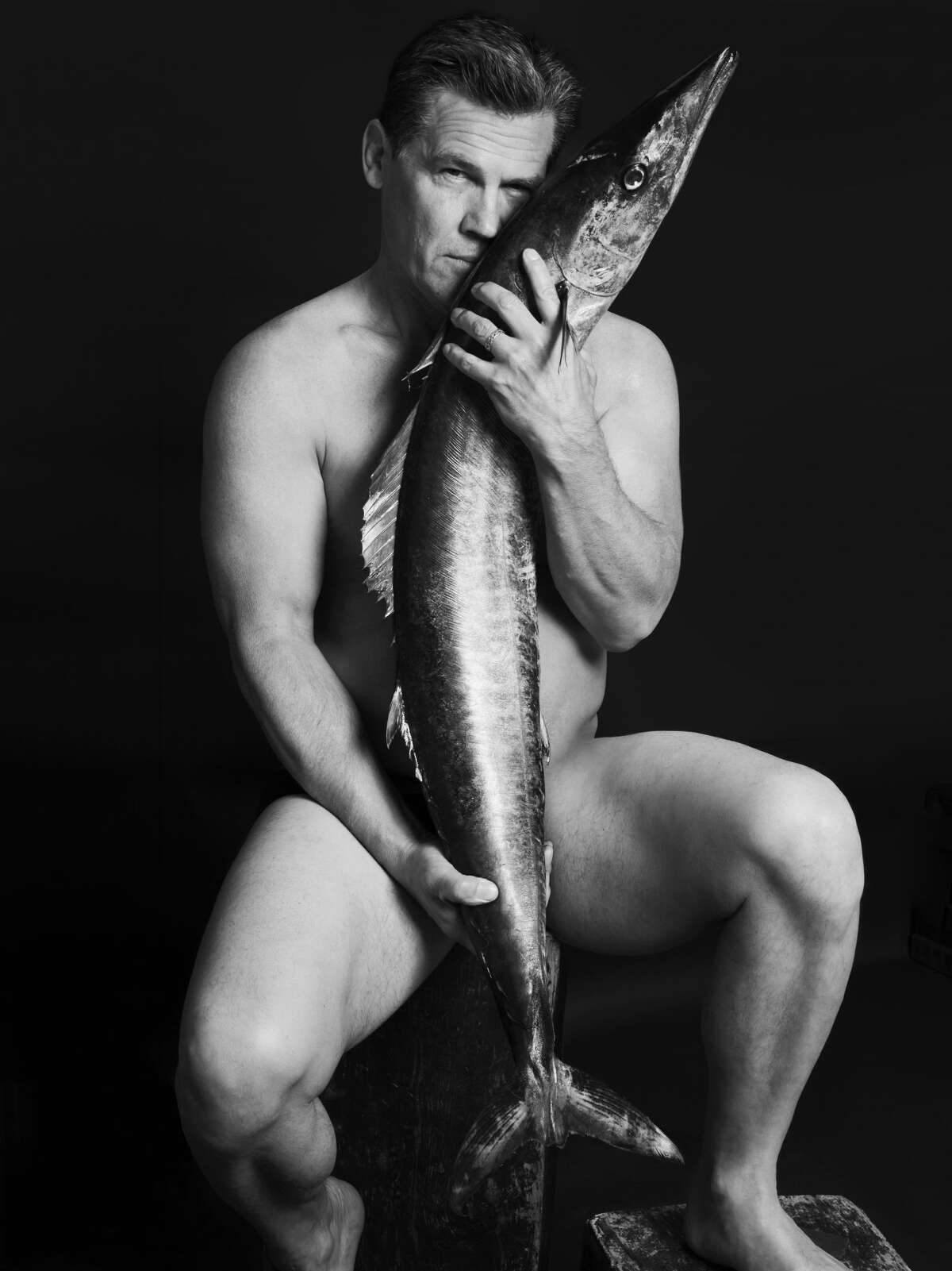 Josh Brolin poses with a wahoo as part of the Fishlove photo campaign to stem overfishing in European waters.