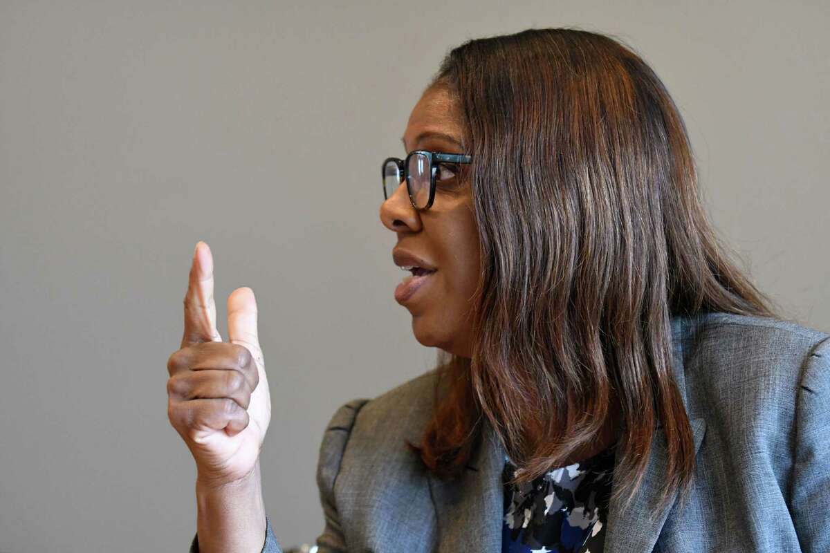 New York Attorney General Letitia James on Wednesday, Aug. 22, 2018, at the Times Union in Colonie N.Y. (Will Waldron/Times Union)