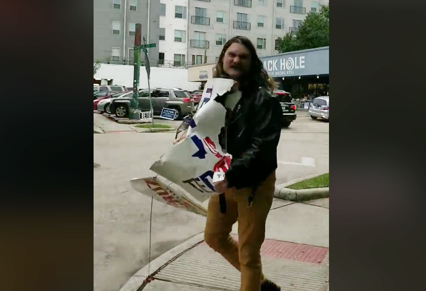I hate Ted Cruz': Video shows man ripping Cruz yard signs in Montrose - Houston ...