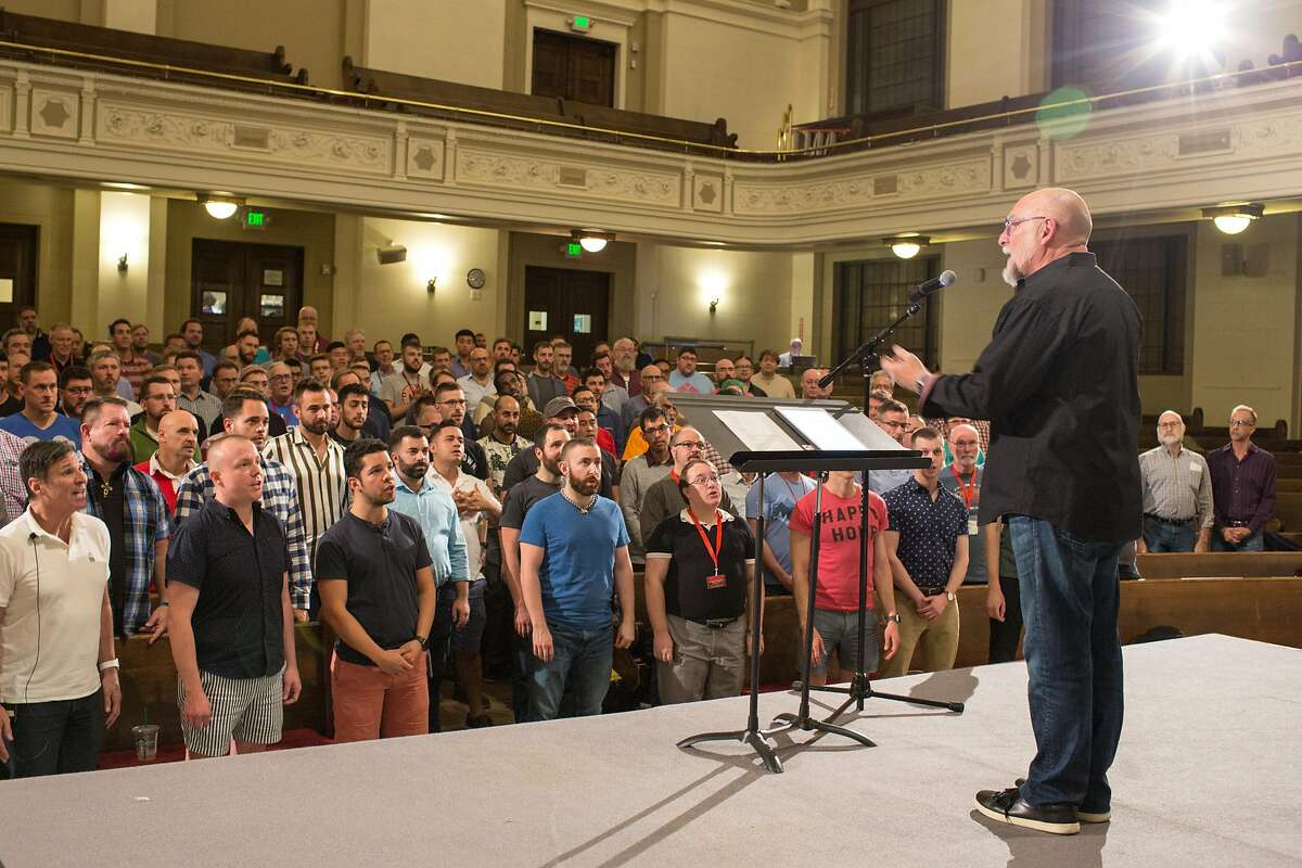 Tim Seelig, Artistic Director and Conductor of the San Francisco Gay Men's Chorus, leads rehearsal on Monday, October 15, 2018 in San Francisco, Calif.