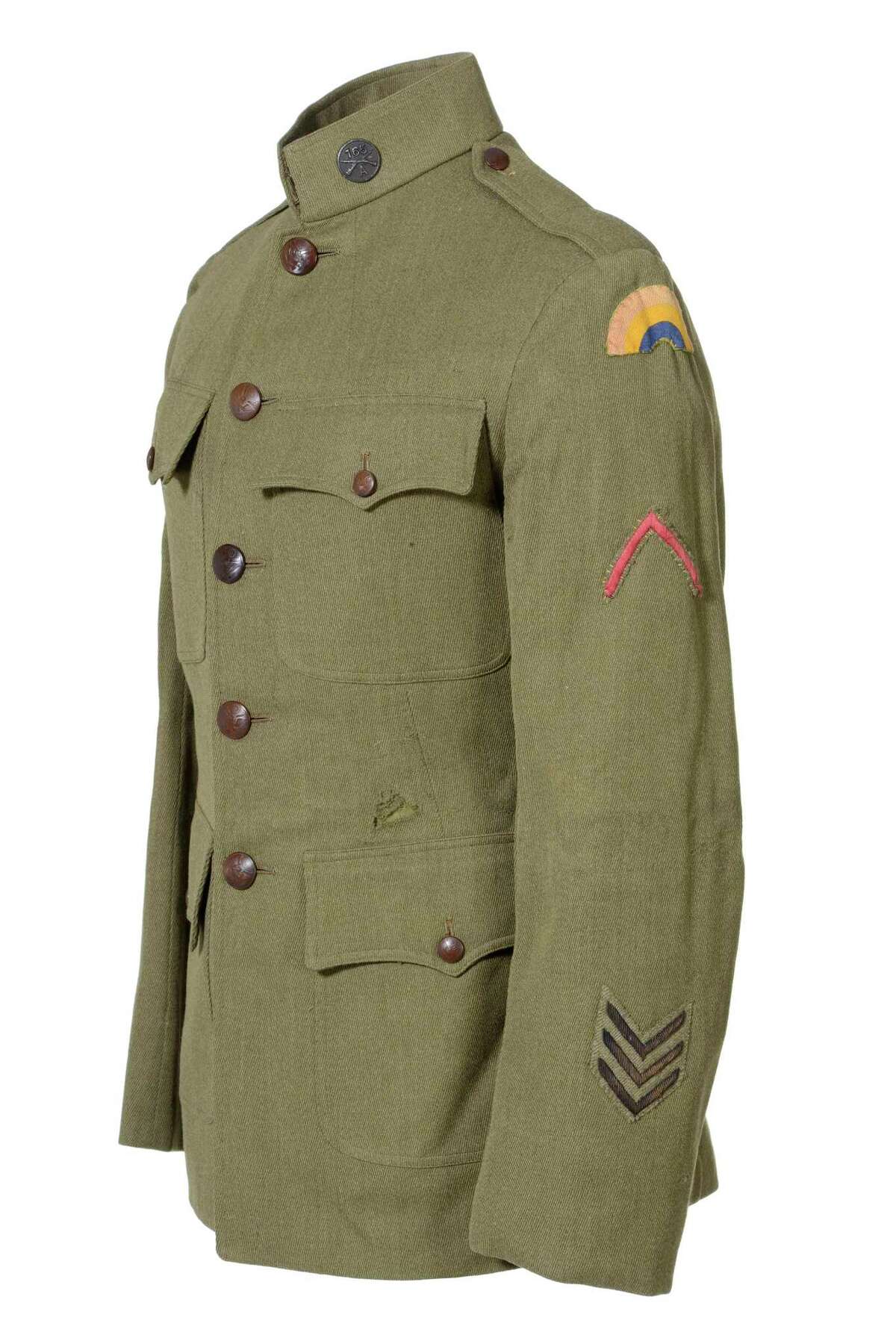 The State Museum in Albany exhibit on the centennial of World War I, A Spirit of Sacrifice: New York State in the First World War, will be on display from April 15, 2017, through June 3, 2018. Tunic, 165th Infantry Regiment. Courtesy: William F. Howard Collection. This tunic belonged to a soldier in the 165th Infantry Regiment. During training at Camp Mills, Long Island, the unit became part of the 42nd Division. (Courtesy of State Museum)