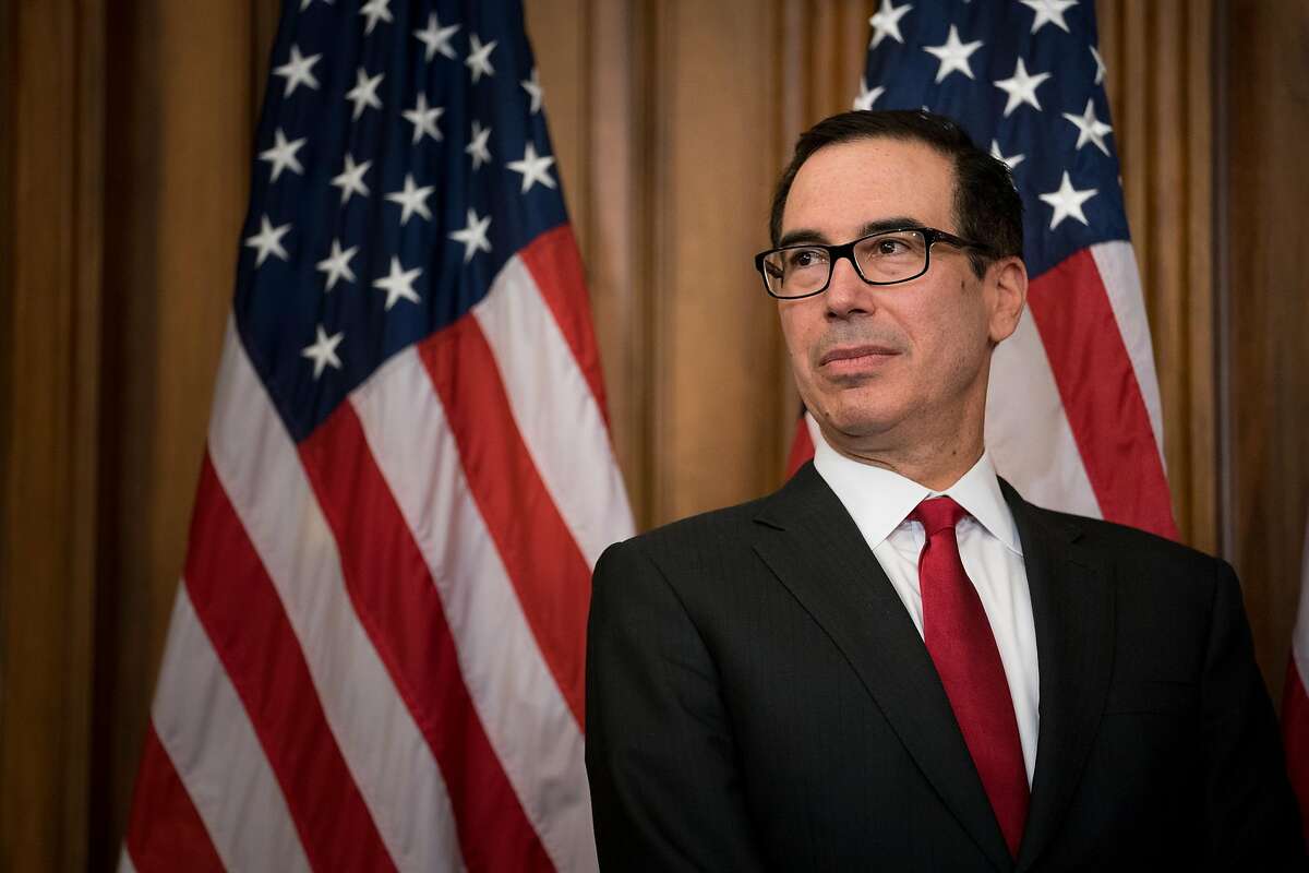 FILE -- Treasury Secretary Steven Mnuchin attends a news conference on Capitol Hill in Washington, June 20, 2018. Several top Wall Street executives have pulled out of participating in a investment conference summit meeting, known as Davos in the Desert, but a Treasury official said on Oct. 15, 2018, that Mnuchin still planned to attend. Mnuchin’s participation there is part of a six-country, weeklong swing through the Middle East that is focused on combating terrorist financing. (Erin Schaff/The New York Times)