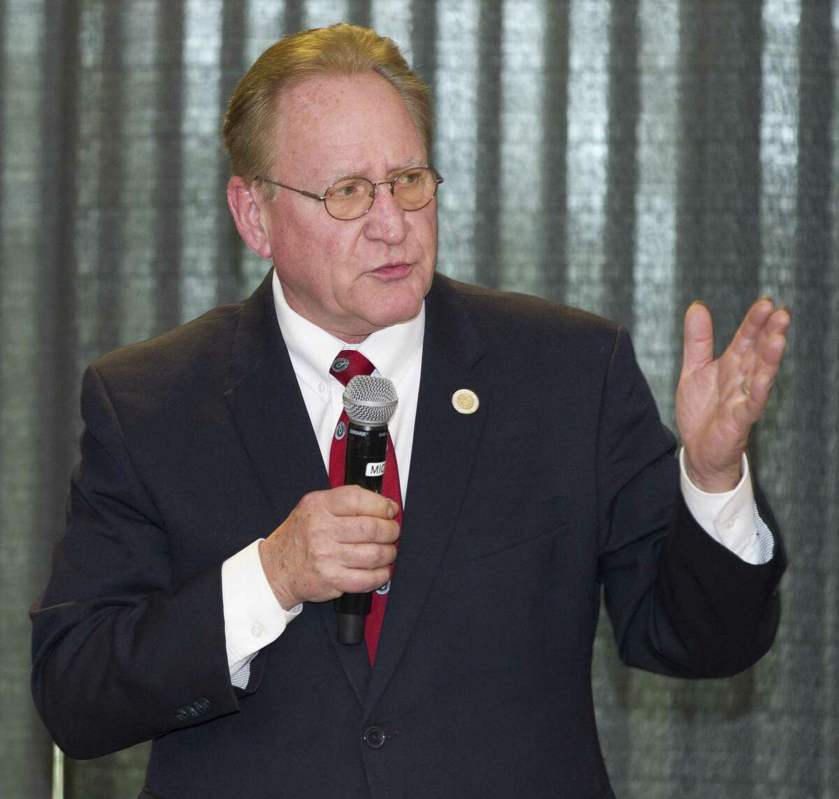 State Rep. Mark Keough, Republican candidate for Montgomery County Judge, speaks during the Conroe/Lake Conroe Chamber of Commerce candidate forum at the Lone Star Convention & Expo Center, Tuesday, Feb. 6, 2018, in Conroe.
