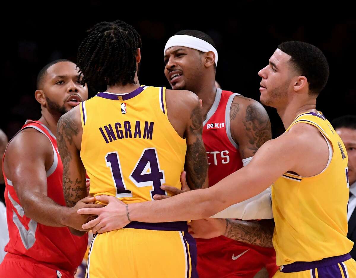 Oct. 20: Rockets 124, Lakers 115 Anthony finished with 7 points and 10 rebounds, but shot just 1-of-7 from the 3-point line. He did have a plus-minus of plus-23 in his 29 minutes. He also helped cool down the Chris Paul-Rajon Rondo fight.