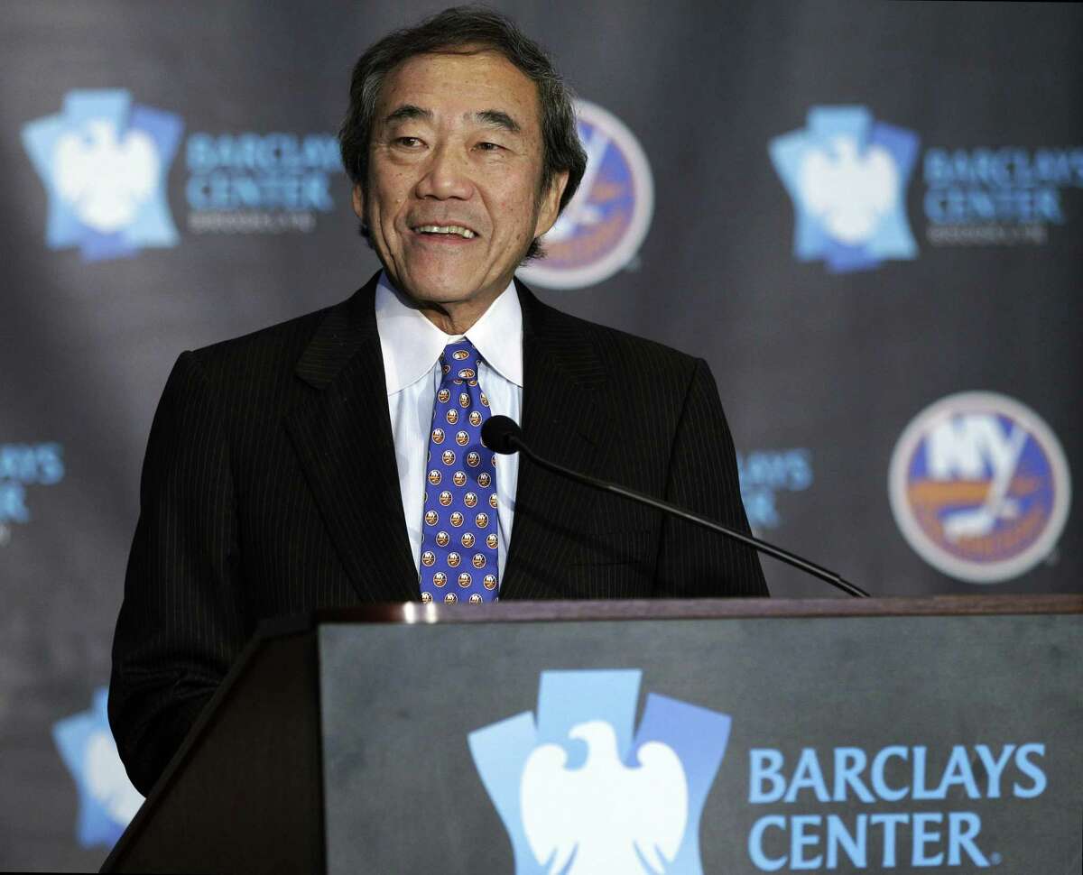 Charles Wang, co-owner of the Bridgeport Sound Tigers and New York Islanders,speaks during a press conference at Brooklyn’s Barclays Center on Oct. 24, 2012.
