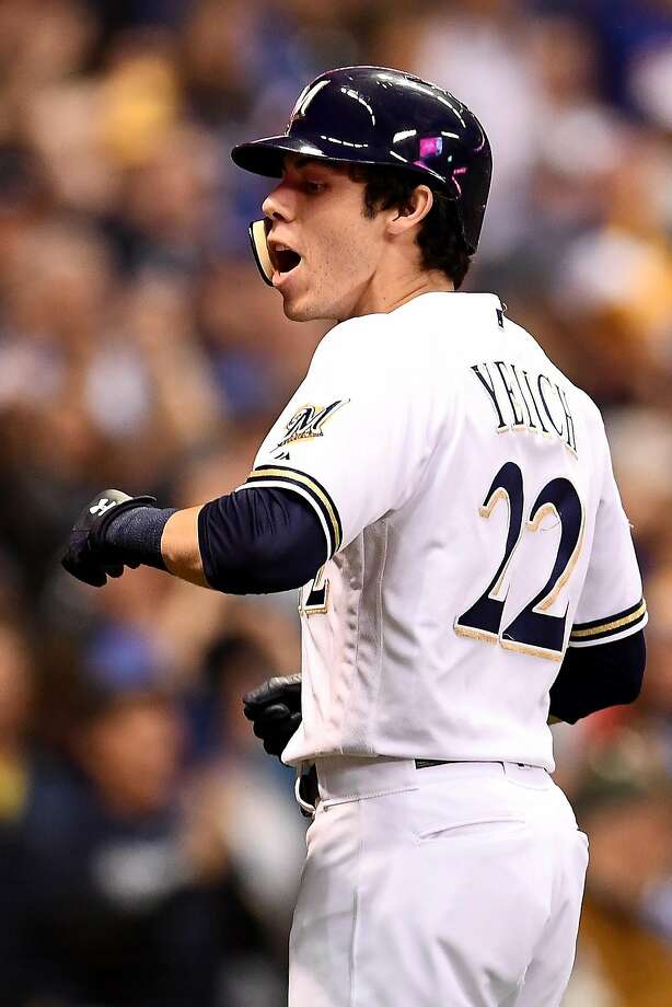 Christian Yelich won the first batting title in the history of the Brewers with an average of .326. Photo: Stacy Revere / Getty Images