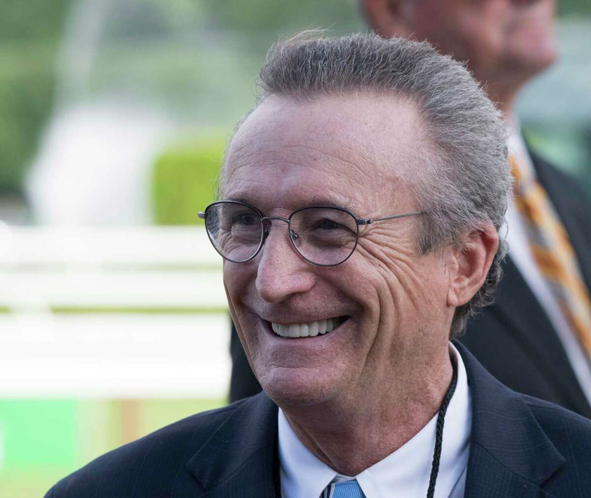Trainer Rick Violette is all smiles after Diversify with jockey Irad Ortiz Jr. goes wire to wire winning 91st running of The Whitney Stakes Saturday Aug. 4, 2018 in Saratoga Springs, N.Y.(Skip Dickstein/Times Union)