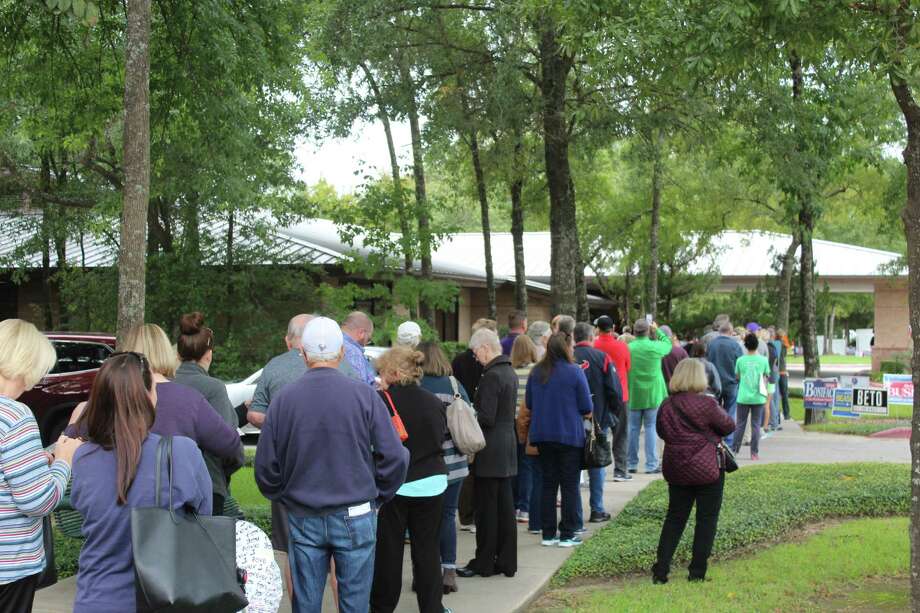 Hundreds of voters gathered at South Montgomery County Community Center on Monday, October 22 to be among the first to vote in the mid-term vote. Photo: Photographed By Marialuisa Rincon