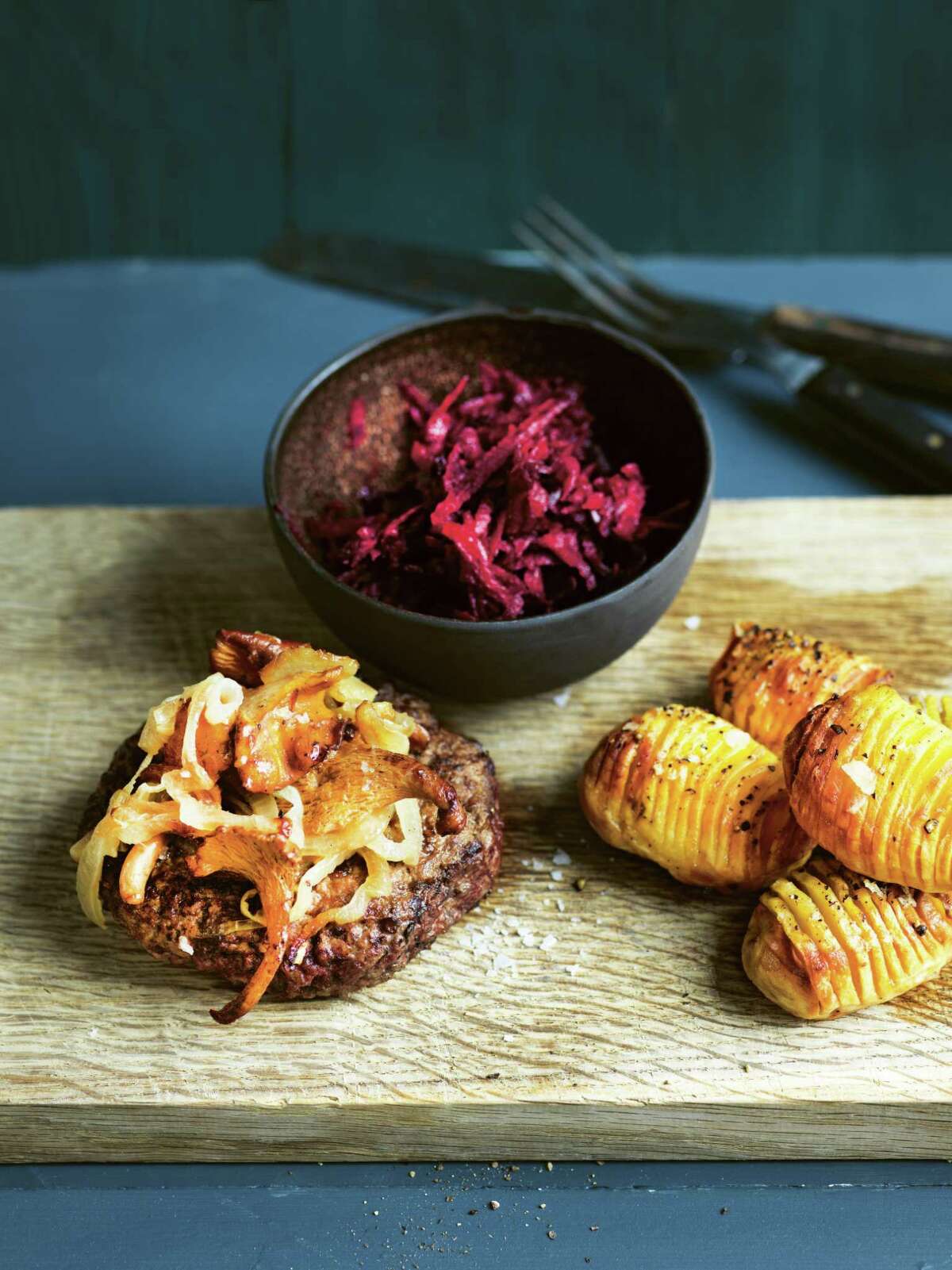 Hakkebof with Hasselback Potatoes from “Copenhagen Food” by Trine Hahnemann (Quadrille)