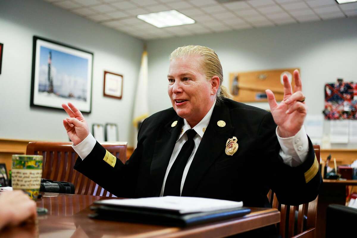 San Francisco Fire Chief Joanne Hayes-White speaks with the Chronicle during an interview about her retirement in San Francisco, California, on Monday, Oct. 22, 2018.